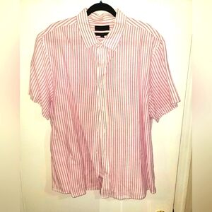 Banana Republic Pink Striped Casual Button Down Shirt
